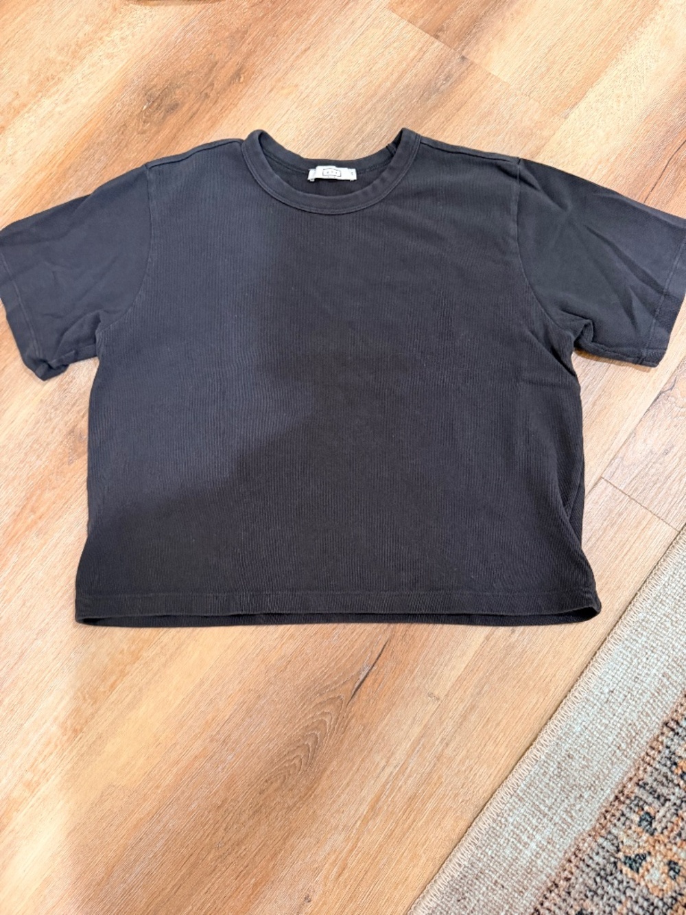 AYR The Supercool Cropped Boxy Tee Crewneck Dark Charcoal Black Size SM